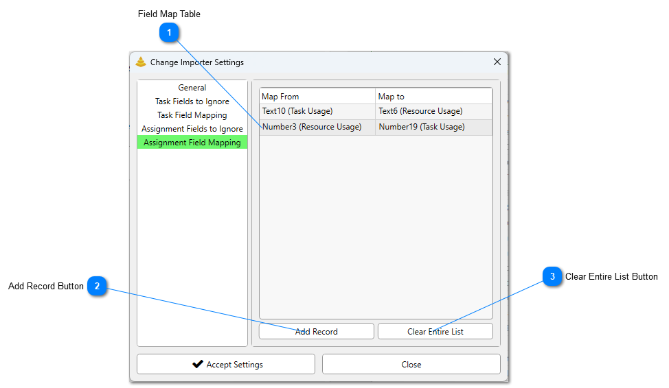 Assignment Field Mapping Tab