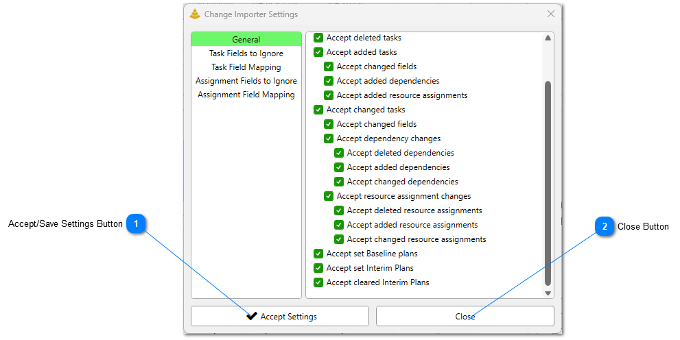 Change Importer Settings