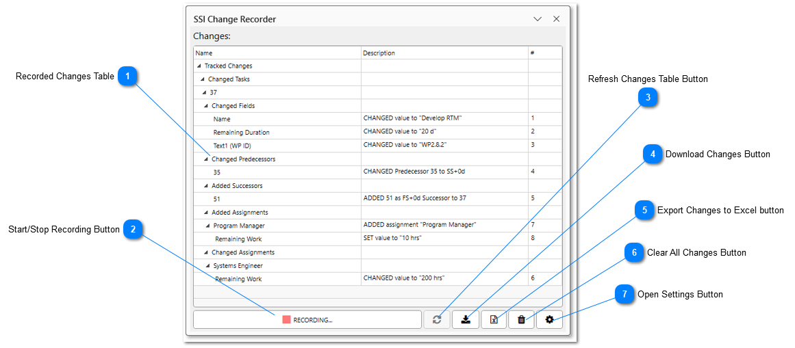 Change Recorder Details Pane