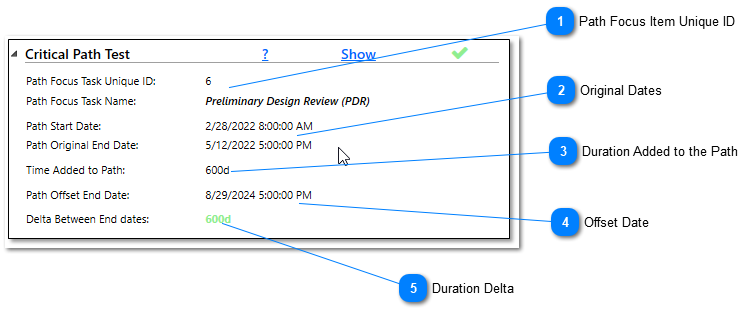 Critical Path Test Results