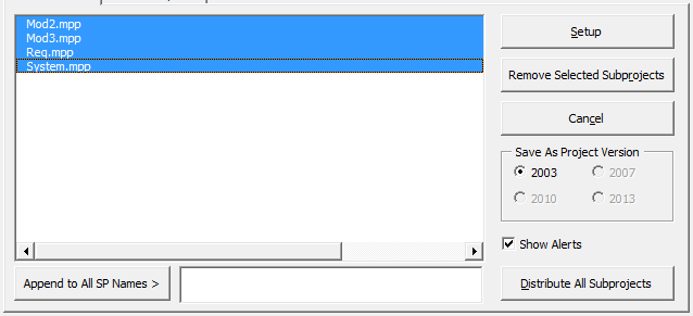 10. SubProject List  pane