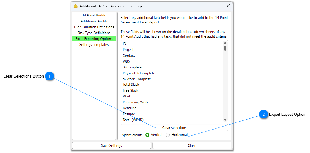 Excel Exporting Options