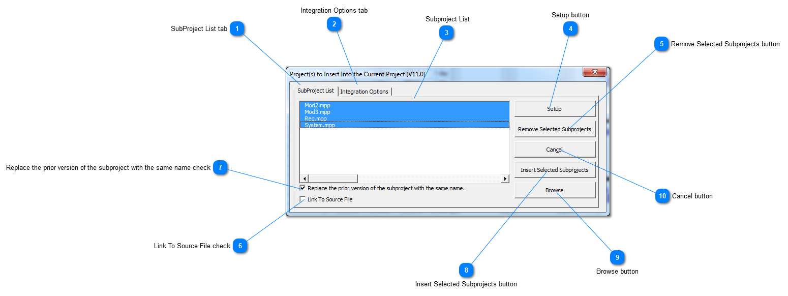 Insert Subproject files into the Current Project