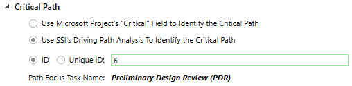 1. Critical Path Options