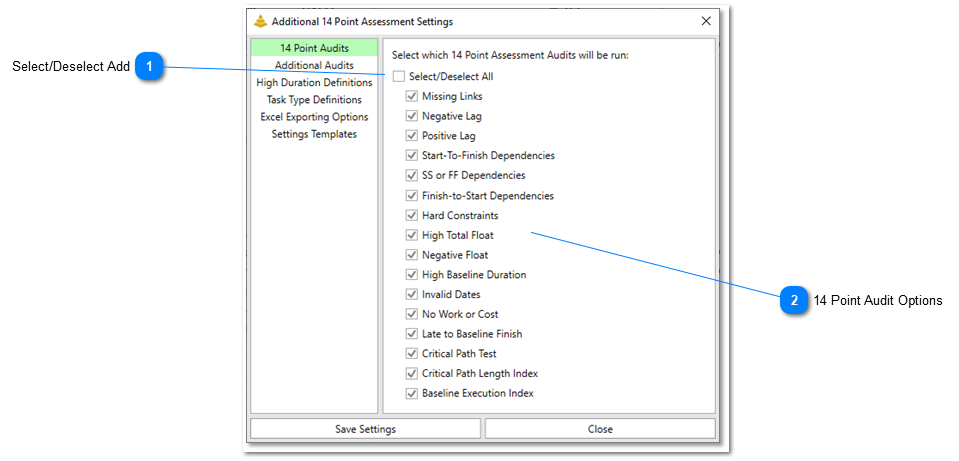 Selecting the 14 Point Audits