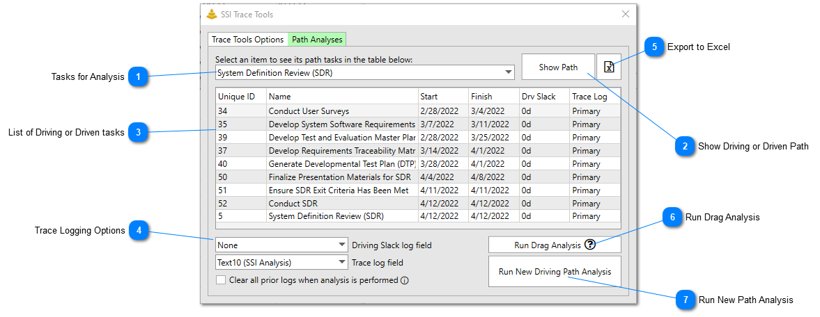 SSI Trace Tools - Path Analyses Tab