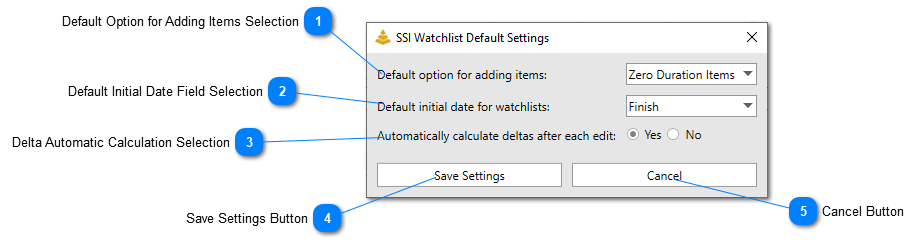 SSI Watchlist Default Settings Form
