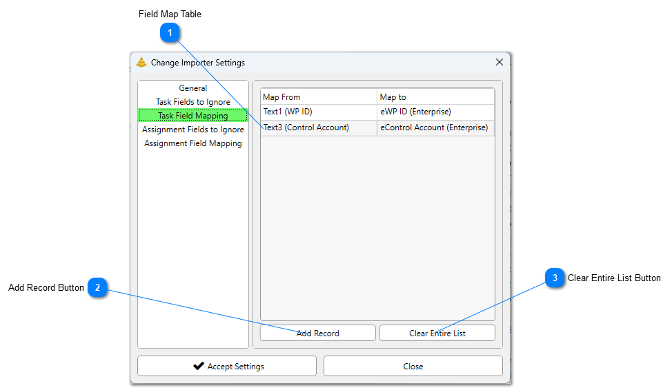 Task Field Mapping Tab