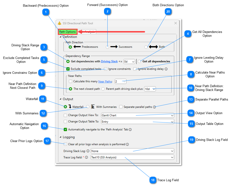 The Path Options Tab