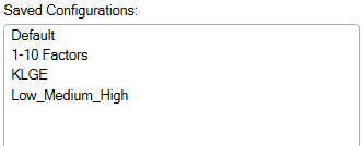 4. Saved Configurations List